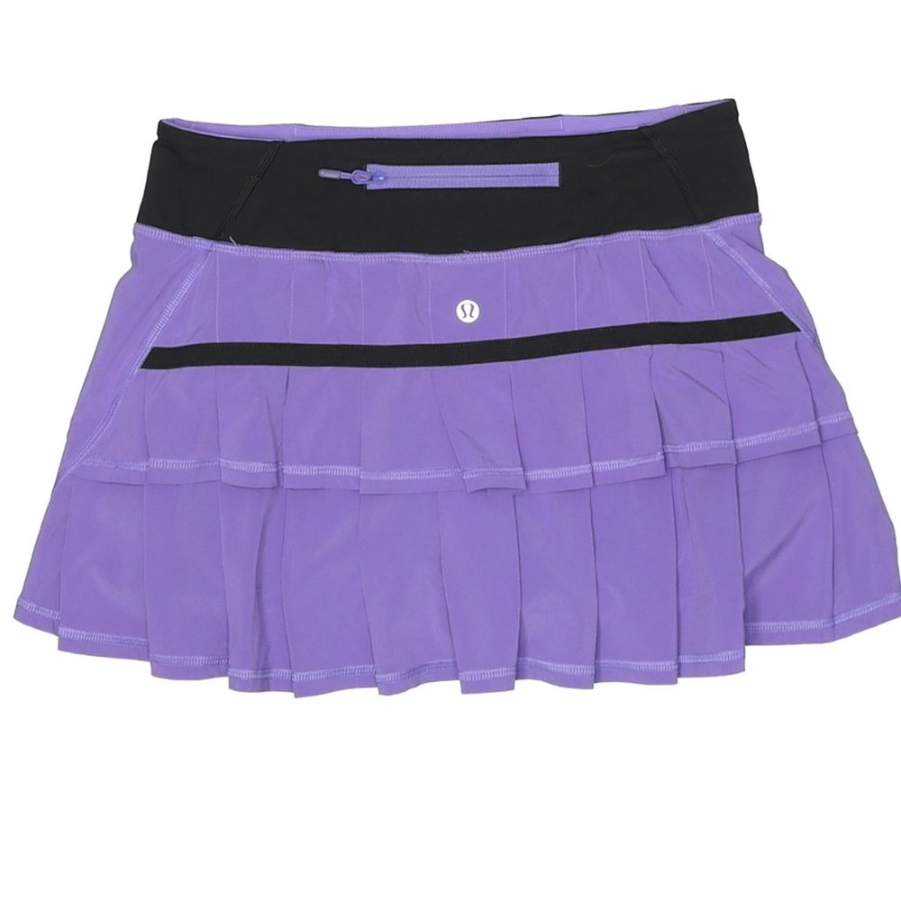 Lululemon skort Pace Setter purple black  Run Tennis skirt pleats sz 6 - Picture 3 of 4